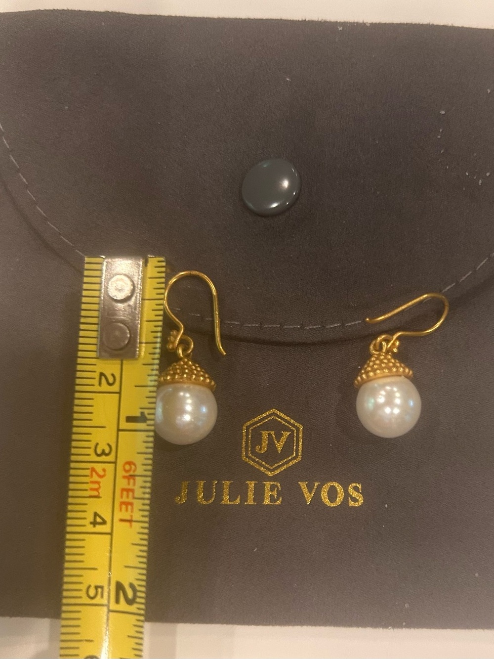 Julie Vos Gold and White Pearl Drop Earrings